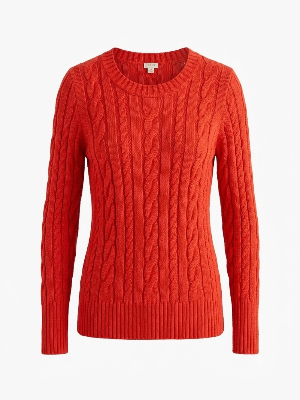J. Crew Coastal Grandma Cable Knit Preppy Minimalist Orange Sweater Size M Layer